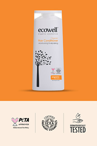 Ecowell Organik Saç Bakım Kremi, Vegan Sertifikalı, Yıpranmış Saçlar Için Onarıcı Ve Kolay Tarama, 300 ml