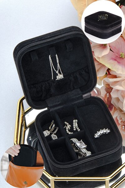 Ecrou Travel Type Jewelry Box Black 10 X 10 X 4.5 cm