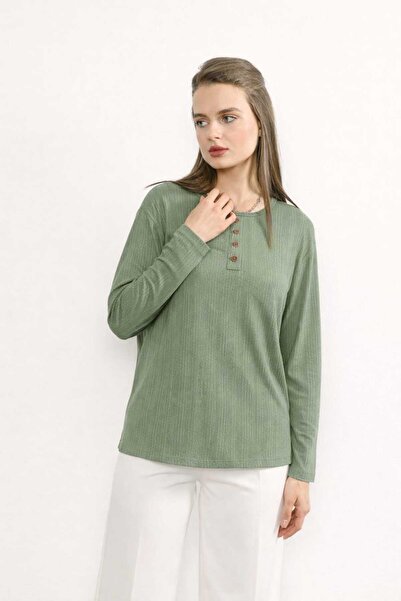 Nacar Moda Kadın Likralı Orta Yaş Ve Üzeri Kışlık Triko Çağla Yeşili Anne Pen...