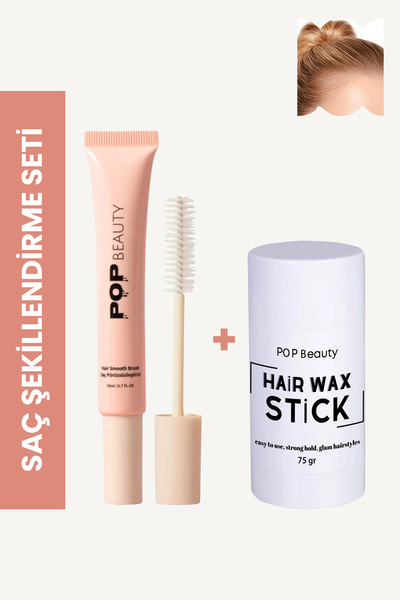 POP Beauty Saç Sabitleyici & Şekillendirici Wax, Fırça Seti (Saç Pürüzsüzleşt...