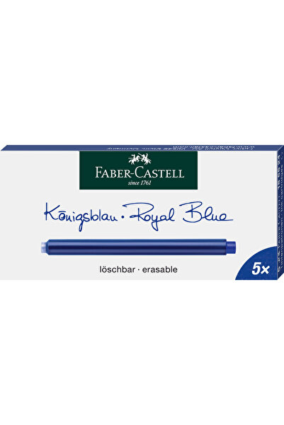 Faber Castell Cartușe mari de cerneală albastră Faber-Castell, 5 buc/cutie