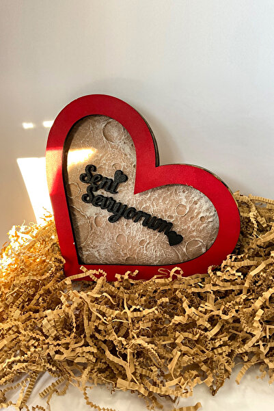 Woodnity Seni Seviyorum Yazılı Işıklı Kalp Duvar Dekoru | El Yapımı Ay Temalı...