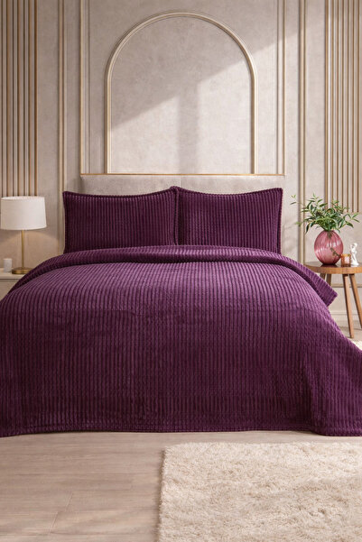 Özdilek Piramit Çift Kişilik Yatak Örtüsü Mürdüm 220x240 Cm