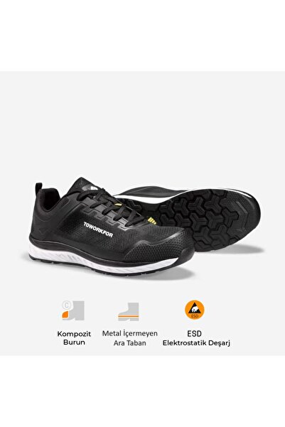 TOWORKFOR Super Set Black S1P | SRC | ESD Kompozit Burun İş Ayakkabısı