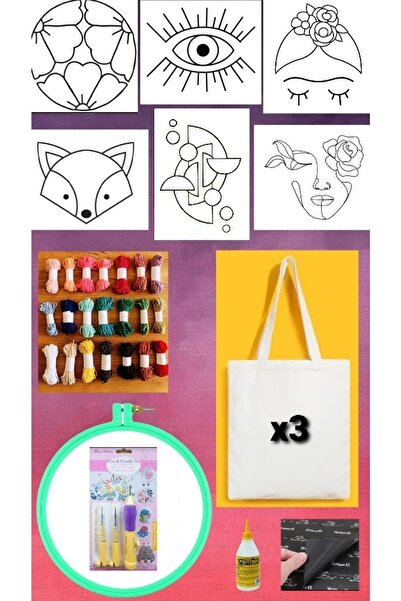 Belomia Home Collection 3 Çantalı Bez Çanta Punch Seti- Çanta Yapım Işleme Ki...