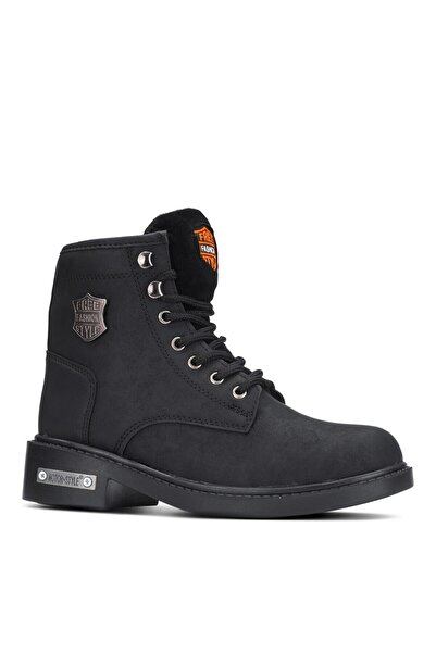 Darkworld Unisex Black Zippered Boot-Style Waiter Boots 099-g