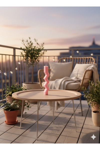 MAİSON FLAMME CANDLE El Yapımı Zigzag Tasarım Dekoratif Mum | Modern & Şık Ev...