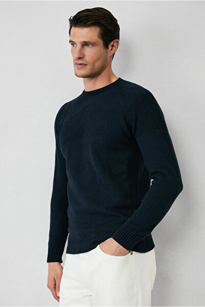 Kiğılı Crew Neck Slim Fit Slim Fit Seamless Patterned Wool Knitwear Sweater