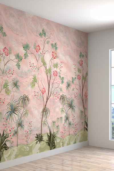 dreamwall Vintage Çiçekler Desenli Silinebilir Sağlıklı Tekstil Duvar Kağıdı