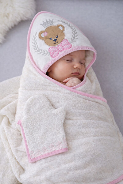 Tomuycuk 100% Cotton & Hooded Baby Girl Bath Towel - Teddy Bear Embroidered &...