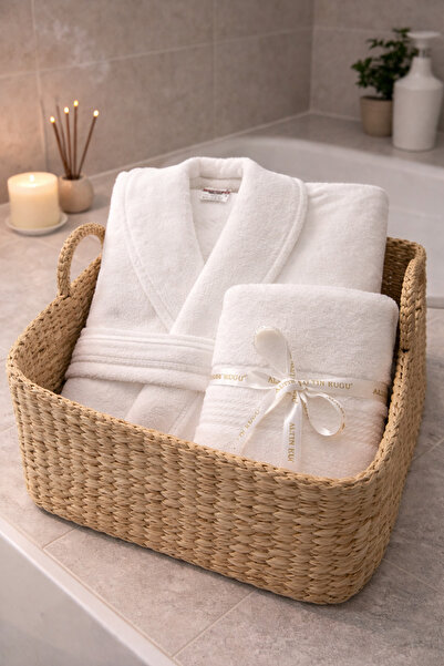 Özdilek Trendy Şalyaka Bornoz + Baş Havlusu- Beyaz