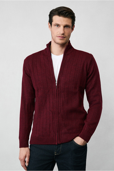 Kiğılı Pruhovaný pletený kardigan se stojáčkem a zipem Regular Fit
