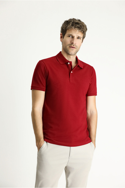 Kiğılı Tricou cu guler polo slim fit brodat bumbac 100%