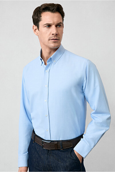 Kiğılı Uzun Kol Regular Fit Düğmeli Yaka Pamuklu Kolay Ütülenebilir Oxford 4 ...