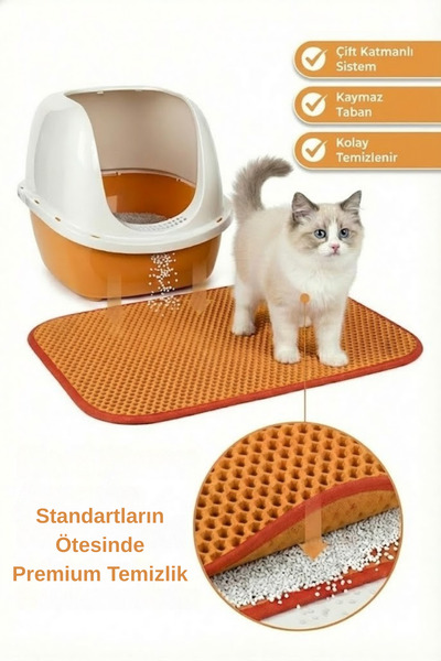 PUGALO CleanPaw Premium Kedi Tuvalet Önü Paspası | Kedi Kumu Toplayıcı | Çift...