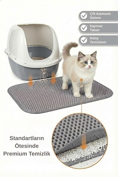PUGALO CleanPaw Premium Kedi Tuvalet Önü Paspası | Kedi Kumu Toplayıcı | Çift...