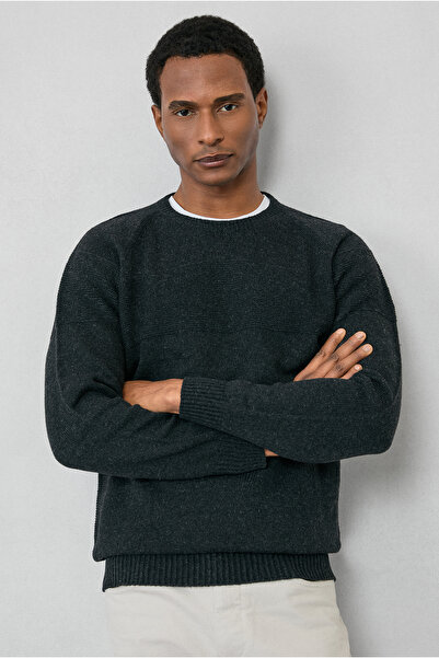 Kiğılı Crew Neck - Seamless Patterned Wool Slim Fit Knitwear Sweater