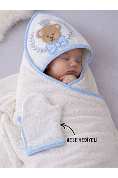 Tomuycuk %100 Pamuklu & Başlıklı Bebek Banyo Havlusu - Yumuşak & Su Emici Ayı...