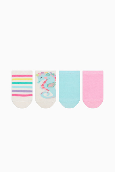Penti Girl's Cool Seahorse Colorful 4-Piece Booties Socks