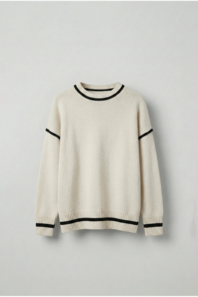 ablukaonline Pulover pentru bărbați supradimensionat cu gât rotund cu detalii...