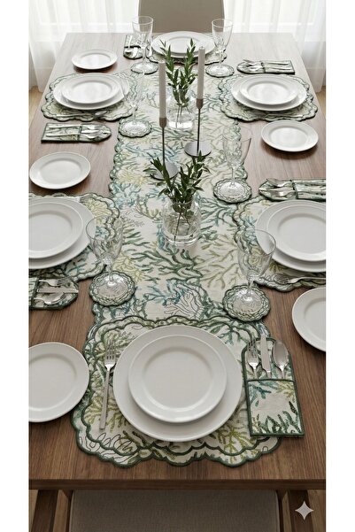 Sfr Home by FİSKOS طقم خدمة أمريكي مطرز من ميركان 19 قطعة