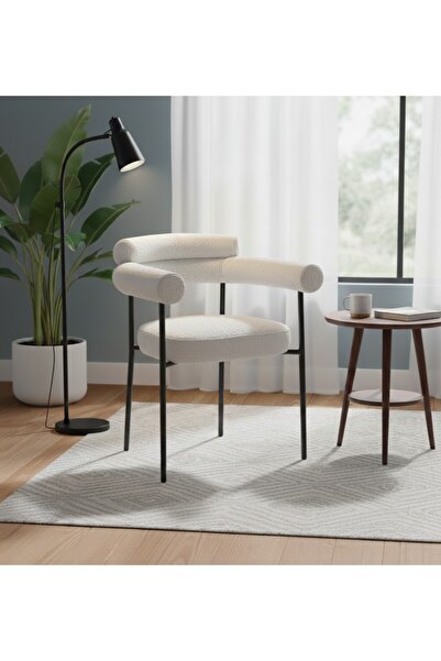 DEC4 Single round chair with distinctive bouclé fabric