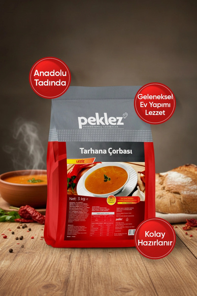 PEKLEZ Tarhana Çorbası Leziz 3 kg - Geleneksel Ev Yapımı Lezzetinde Hazır Tar...