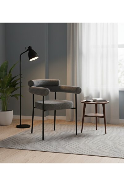 DEC4 Single round chair with distinctive bouclé fabric