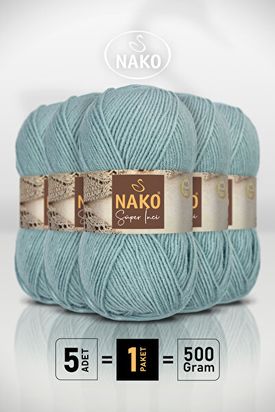NAKO Super Pearl - 2524 Mint - 5-Pack - 100Gr/260M - Hand Knitting Yarn - Sca...