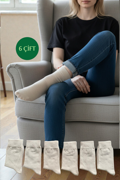 Esinti Жіночі класичні бавовняні шкарпетки 6 пар Бавовняні довгі жіночі шкарп...