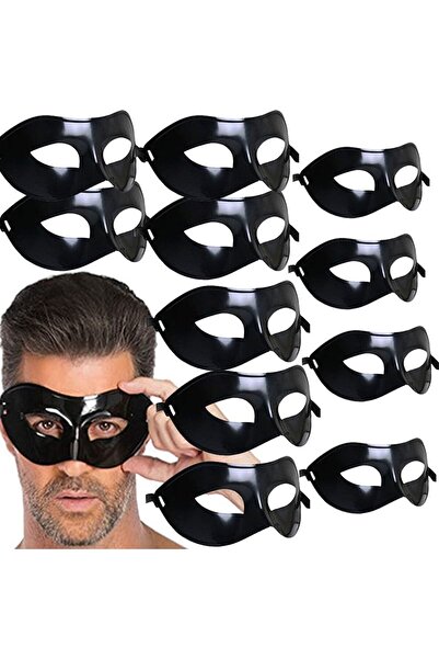 partidolu Siyah Renk Plastik Balo Maskesi Düz Renk 12 Adet