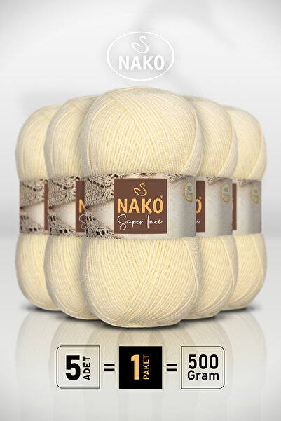NAKO Super Pearl - 256 Cream - 5 Pack - 100Gr/260M - Hand Knitting Yarn - Sca...
