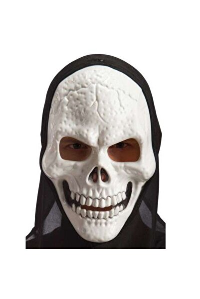 partidolu Halloween Kapüşonlu Plastik Glow İskelet Skull Siyah Renk 1 Adet