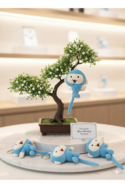 Şirin Peluş Maymun Anahtarlık – Sevimli Uzun Kuyruklu Çanta Süsü 9 cm