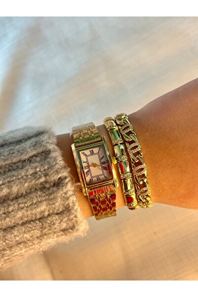 D&Z ACCESSORİES ساعة ذات مظهر عتيق |   ساعة مستطيلة بقرص أبيض |   ساعة ذهبية ...