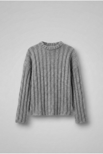 ablukaonline Мъжки пуловер с дебели ребра, голям размер, сив