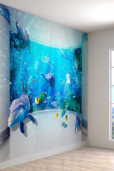 dreamwall Denizaltı Balıklar Desenli Isı Ve Ses Yalıtımlı Sağlıklı Tekstil Du...