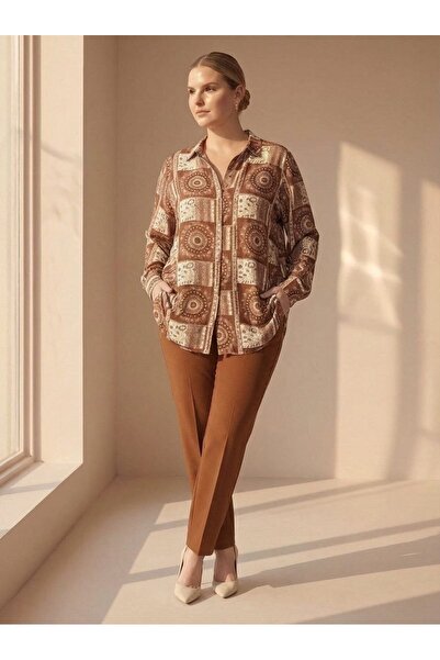 Hanezza Viscose Patterned Large Size Aegean Casual Shirt