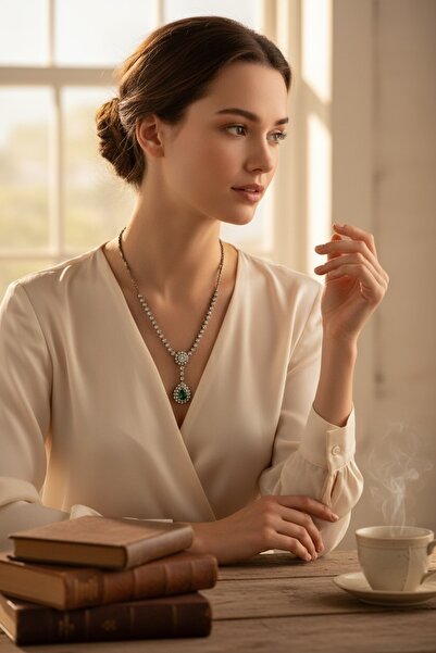 FAYRA ACCESSORIES Zirkon Taşlı Su Yolu Zincirli Su Damlası Gerdanlık Kolye