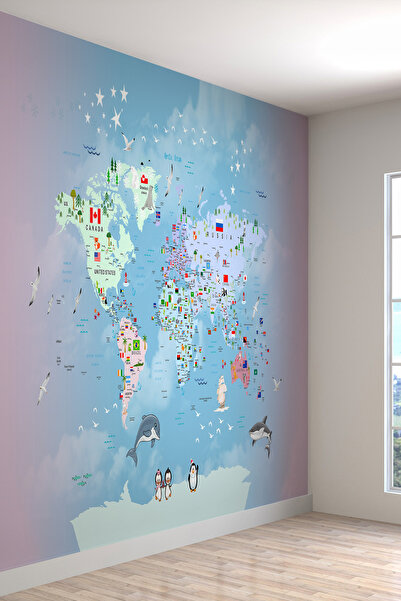 dreamwall Harita Desenli Isı Ve Ses Yalıtım Sağlıklı Tekstil Duvar Kağıdı
