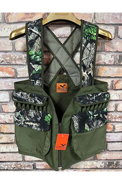 Dargo Askılı Haki Yaprak Desenli Kamuflaj Avcı Yeleği - 3XL