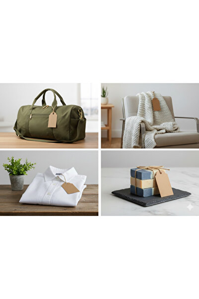 MK Ambalaj 100 قطعة من ملصقات كرافت مقاس 3.8 × 7 سم، ملصق هدايا بسعر كرافت