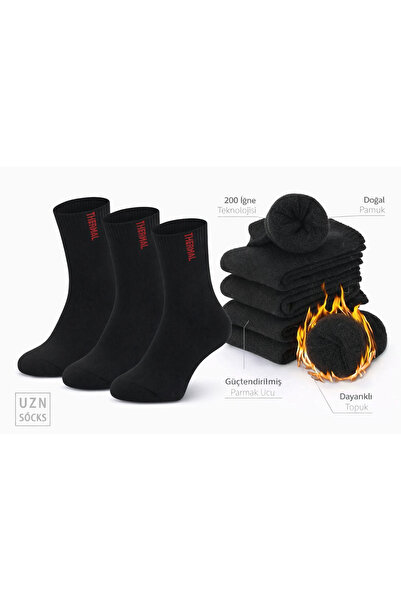 UZN SOCKS 6’lı Siyah PENYE KALIN Termal Unisex Çorap Seti – Kalın Kışlık Çora...