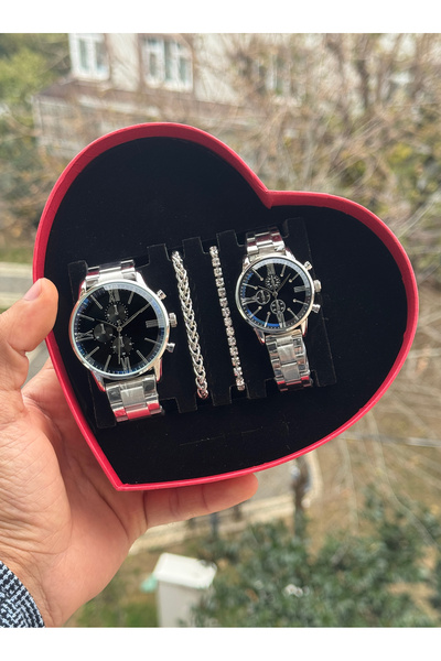 Tulpar Amor Series Lover Couple Wristwatch Set in Special Design Red Heart Box