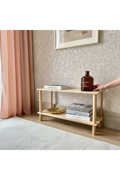 Vera Concept Home Modern Dekoratif İki Raflı Ahşap Kitaplık 83 x 30 cm Kahve ...