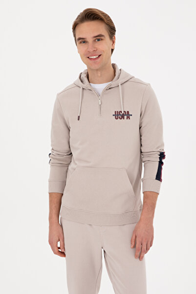 U.S. Polo Assn. سويت شيرت رجالي ذو قصة عادية ونصف سحاب بغطاء رأس ستون 5031552...