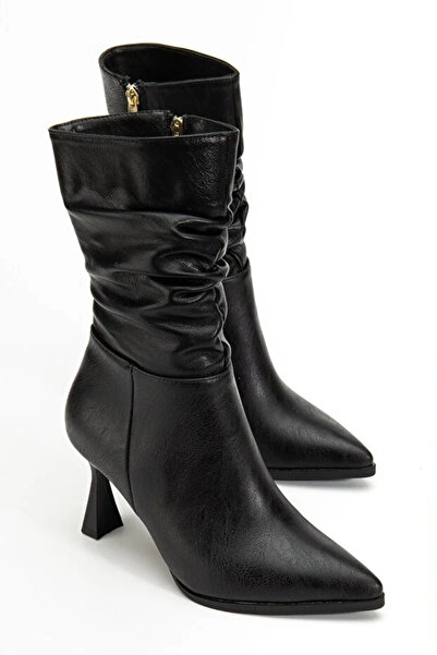 Lively Stylish حذاء مارتا ذو مقدمة مدببة وسحاب جانبي وكعب على شكل كأس