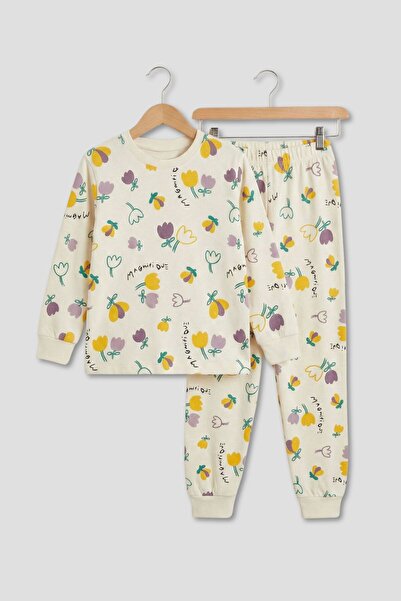 ZUZUNGA Σετ πιτζάμες για κορίτσια Magnifi Ove Yazılı Lale με τύπωμα