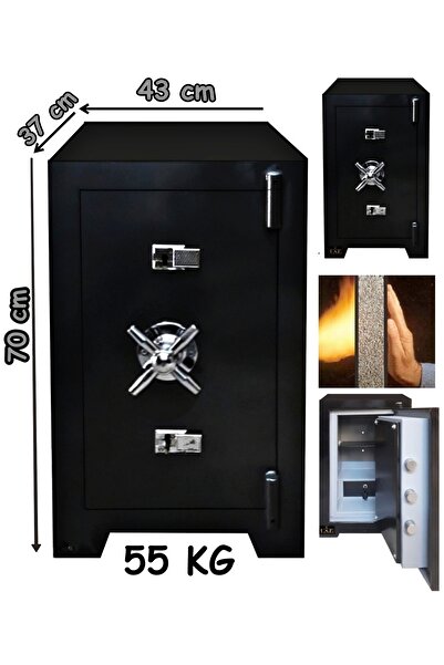 USF Ev Ve Ofis Tipi Çelik Para Kasası 70 Cm 50 Kg Güvenli Para Kasaları Gri