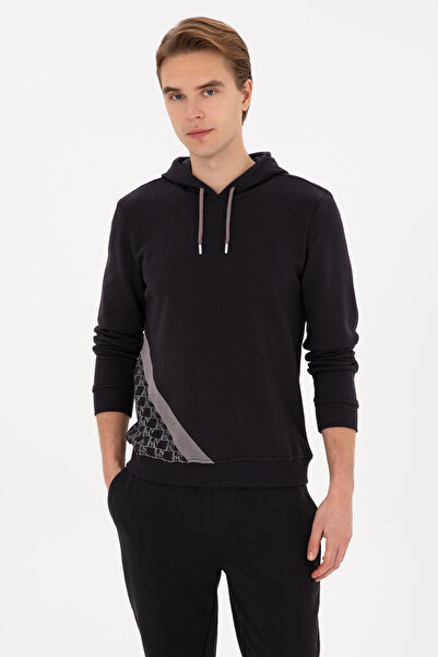 U.S. Polo Assn. Men's Regular Fit Hooded Black Sweatshirt 50315691-Vr046
